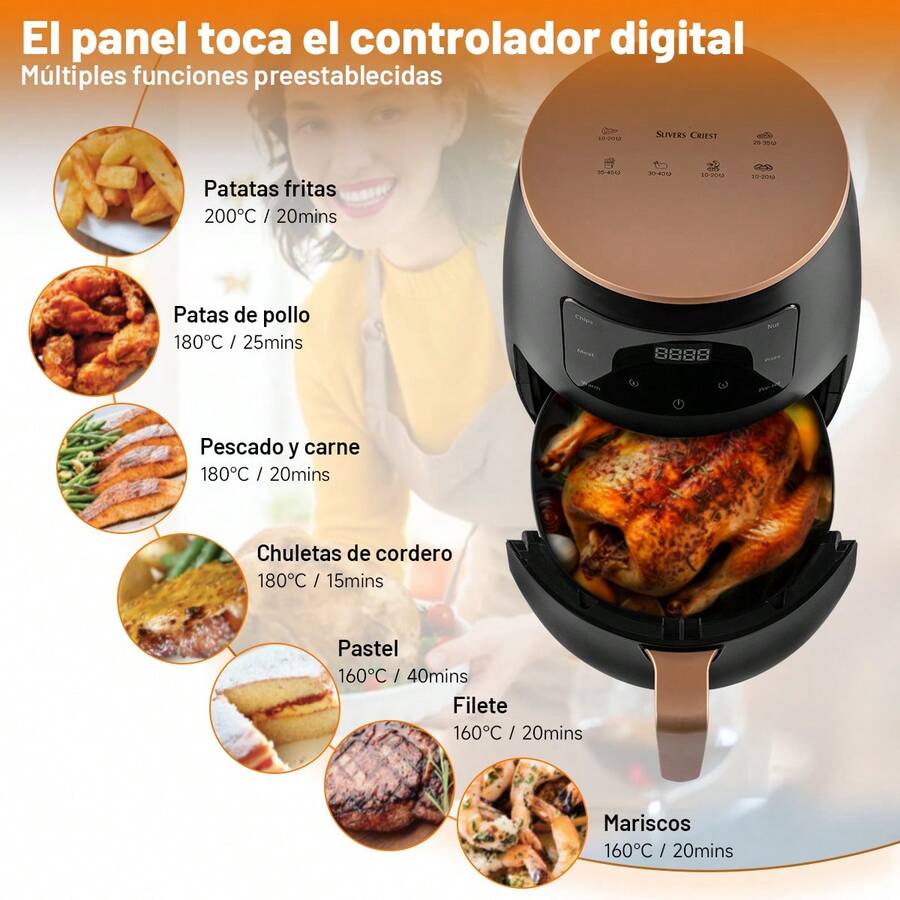 Freidora De Aire De 6l De Galón Compacta Color Negro