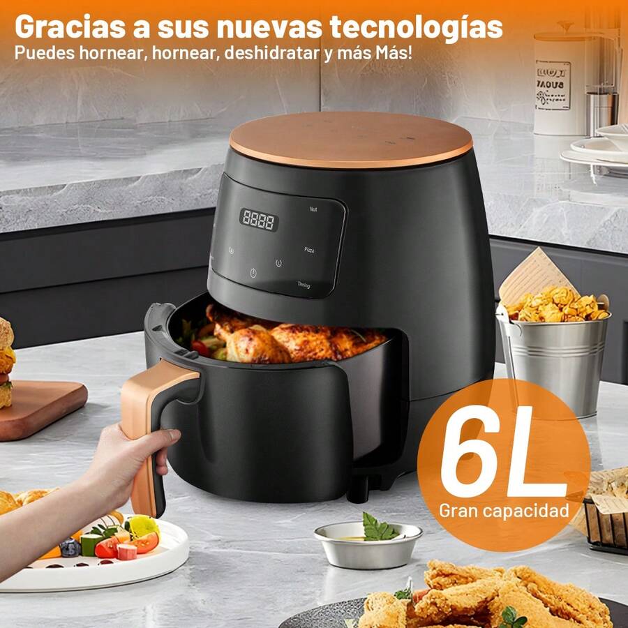 Freidora De Aire De 6l De Galón Compacta Color Negro