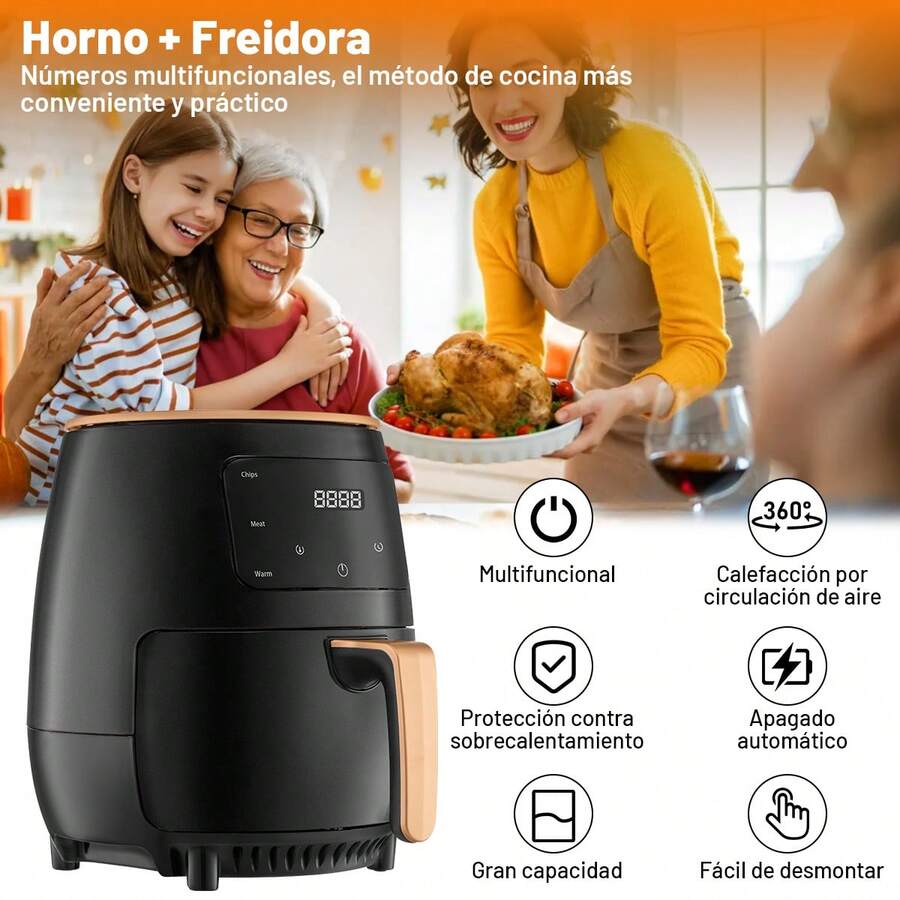 Freidora De Aire De 6l De Galón Compacta Color Negro