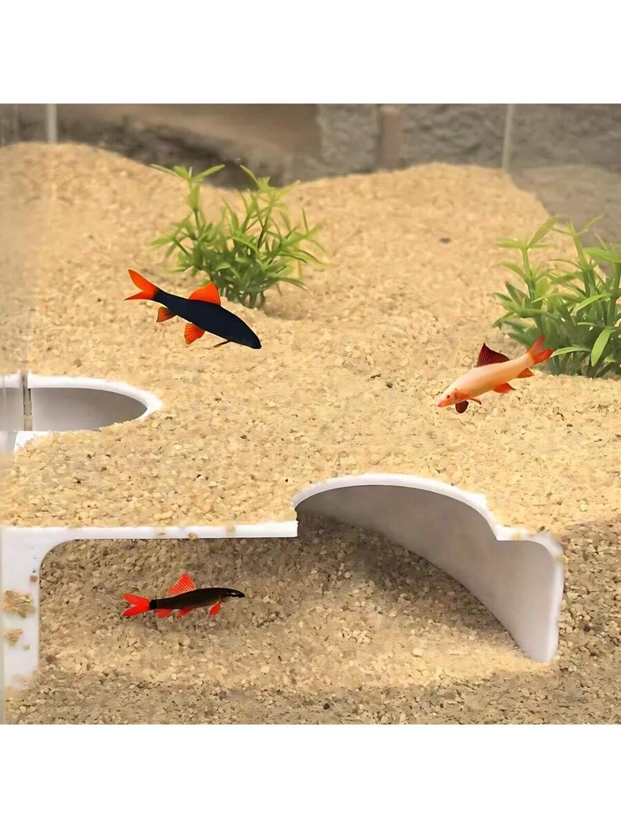 Túnel con doble orificio para pecera, hábitat de plástico para animales acuáticos + cueva decorativa para pecera, material de plástico ABS, espacio para que los peces jueguen y descansen con ventana de observación, accesorios para mascotas para decorar la