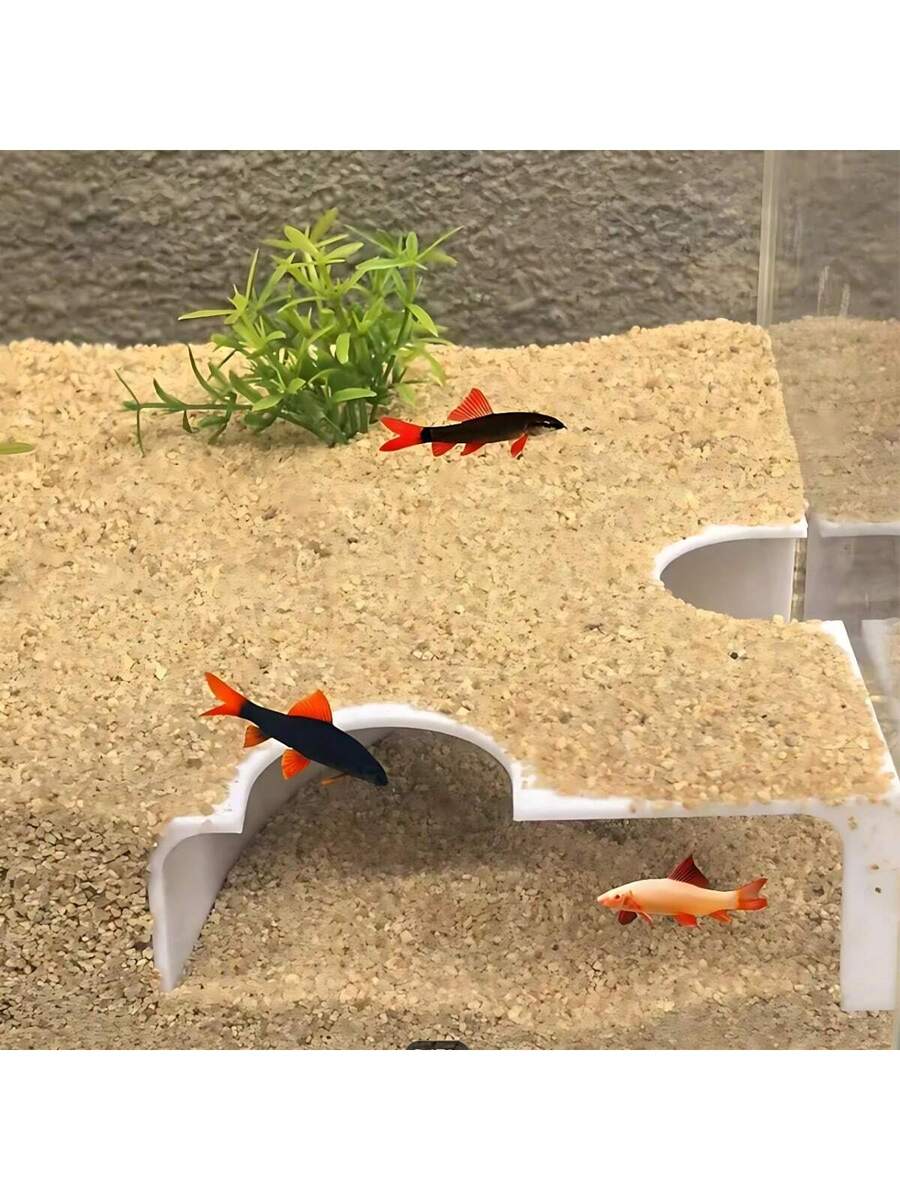 Túnel con doble orificio para pecera, hábitat de plástico para animales acuáticos + cueva decorativa para pecera, material de plástico ABS, espacio para que los peces jueguen y descansen con ventana de observación, accesorios para mascotas para decorar la