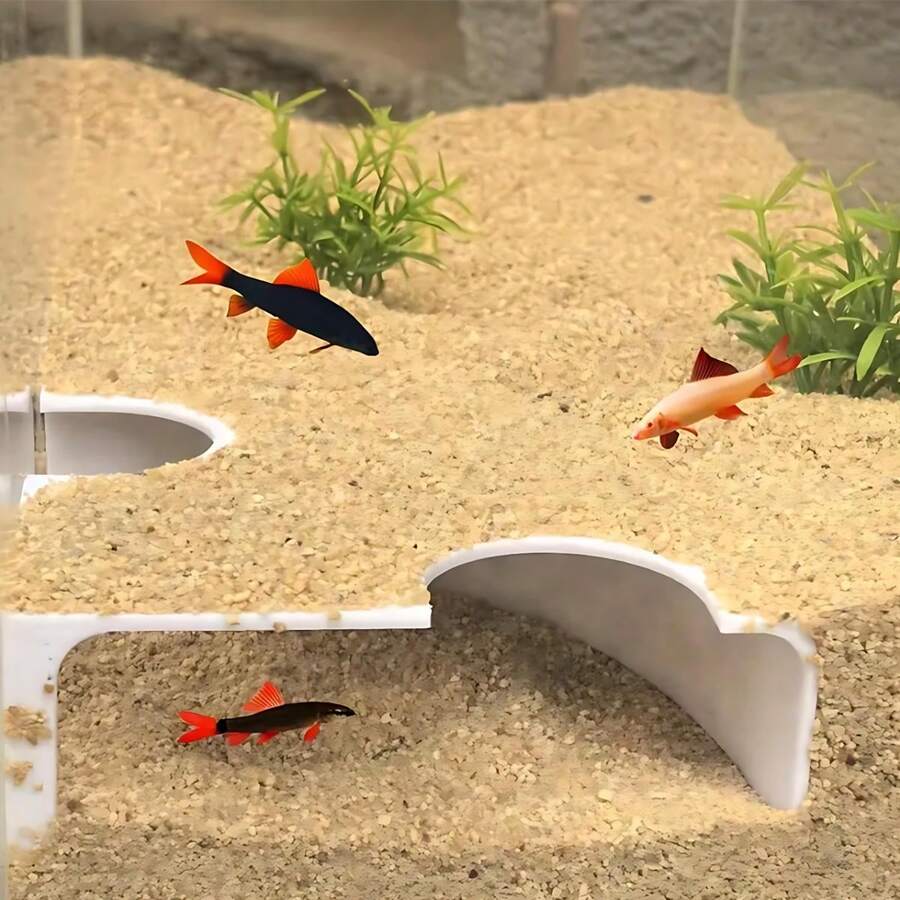 Túnel con doble orificio para pecera, hábitat de plástico para animales acuáticos + cueva decorativa para pecera, material de plástico ABS, espacio para que los peces jueguen y descansen con ventana de observación, accesorios para mascotas para decorar la