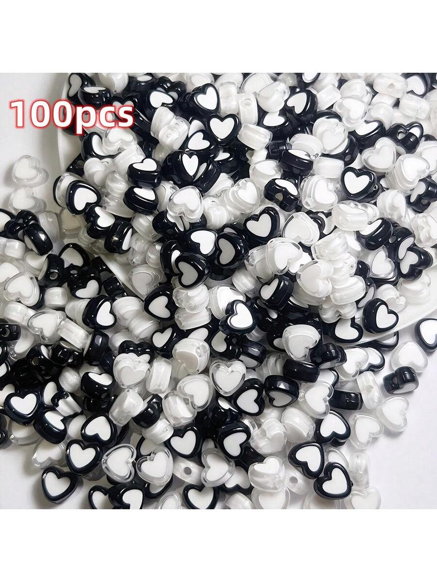 100 piezas de cuentas de corazón pequeñas