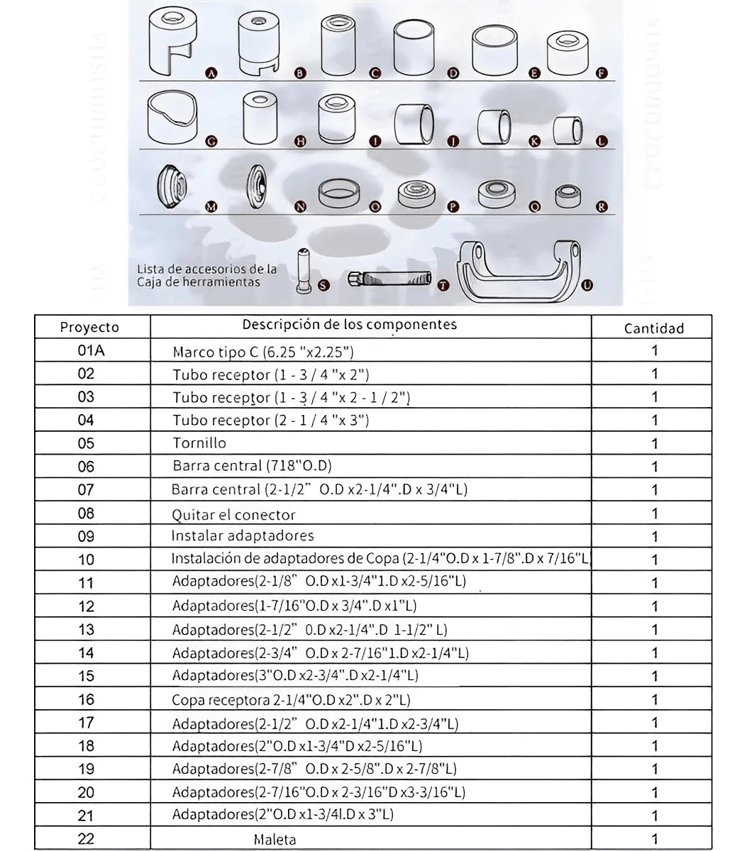 Kit Profesional Extractor de Rótulas 4WD/2WD – 22 Piezas con Estuche