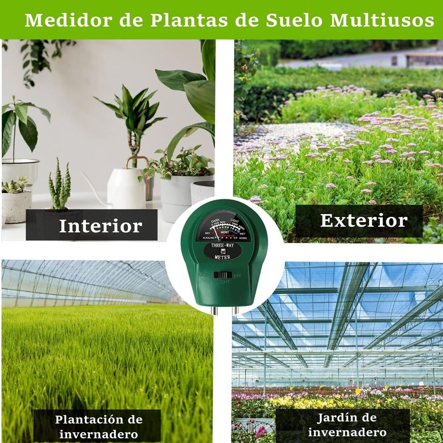 3 en 1 Medidor de pH de Suelo