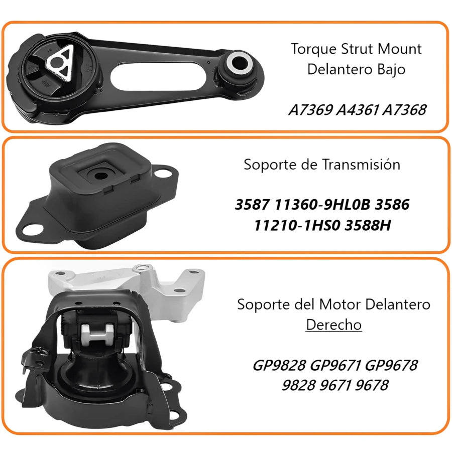 Vmingo Kit 3 Soportes de Motor para Nissan Versa  March y V-Drive
