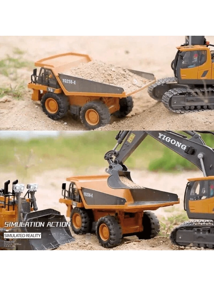 Excavadora de control remoto de 11 canales de aleación y plástico