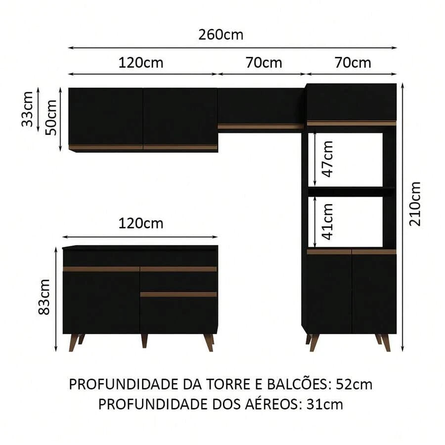 Cocina Integral Completa Modular Madesa 260cm