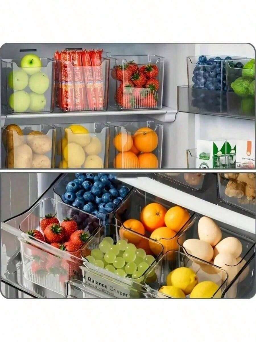 Juego de 6 piezas de organizadores de refrigerador de plástico transparente