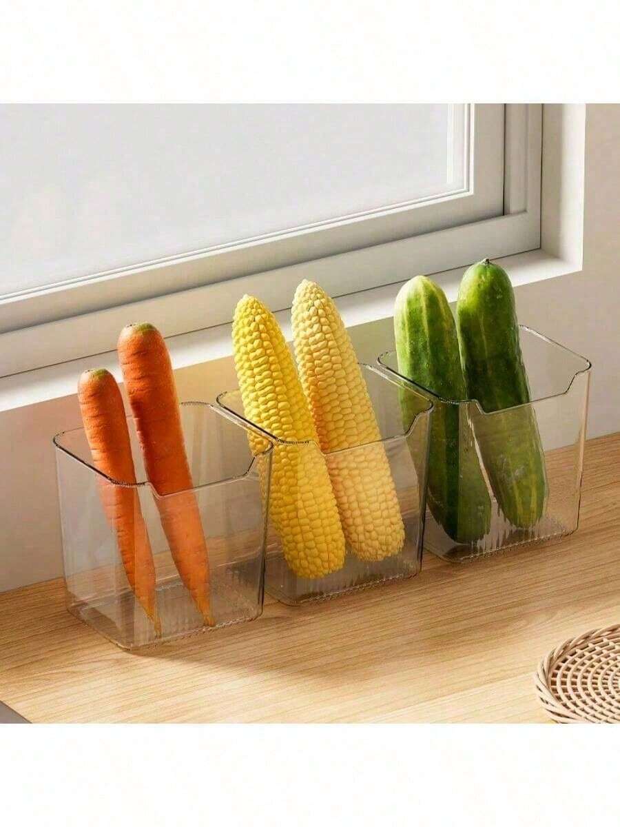Juego de 6 piezas de organizadores de refrigerador de plástico transparente