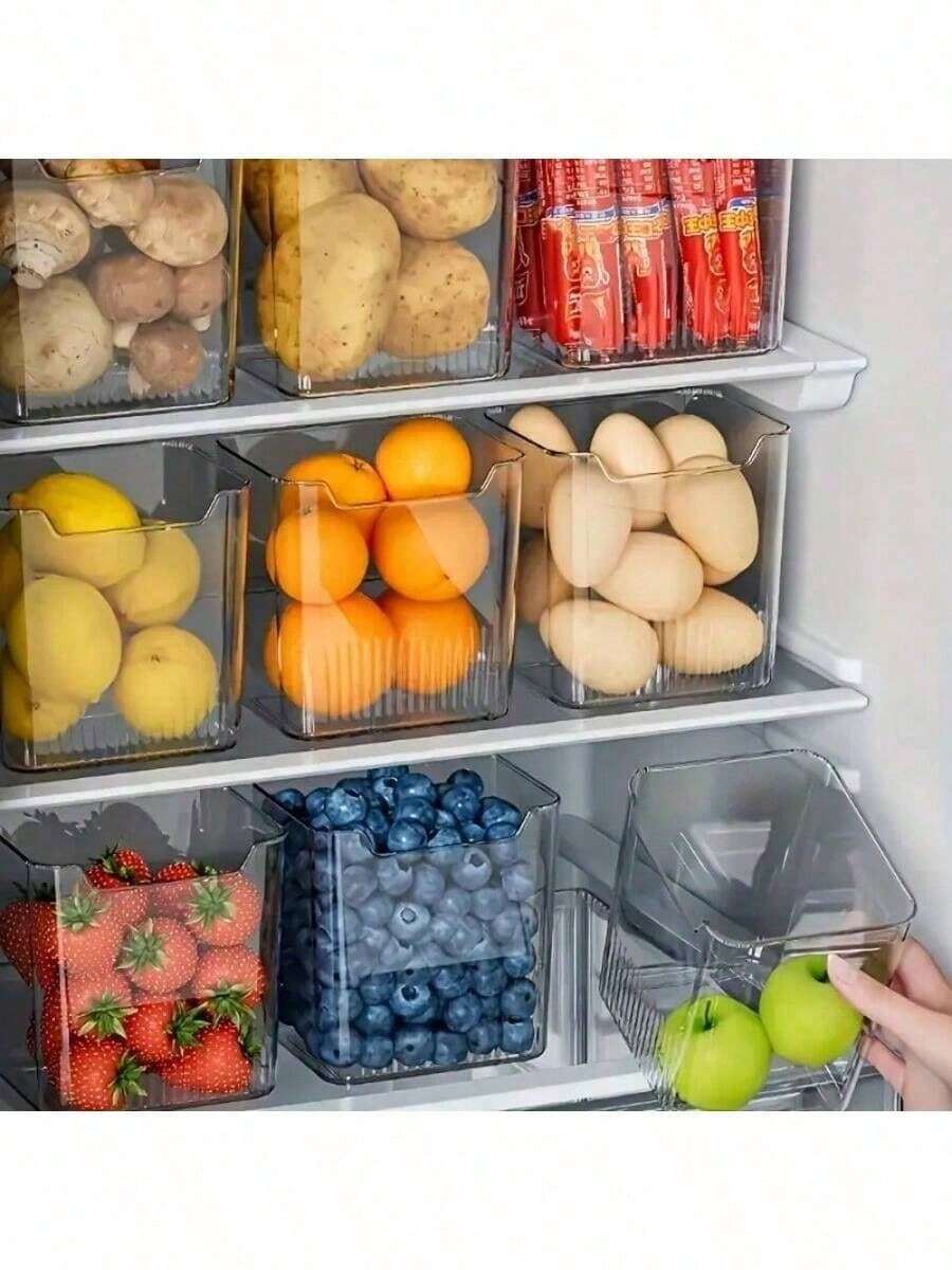 Juego de 6 piezas de organizadores de refrigerador de plástico transparente