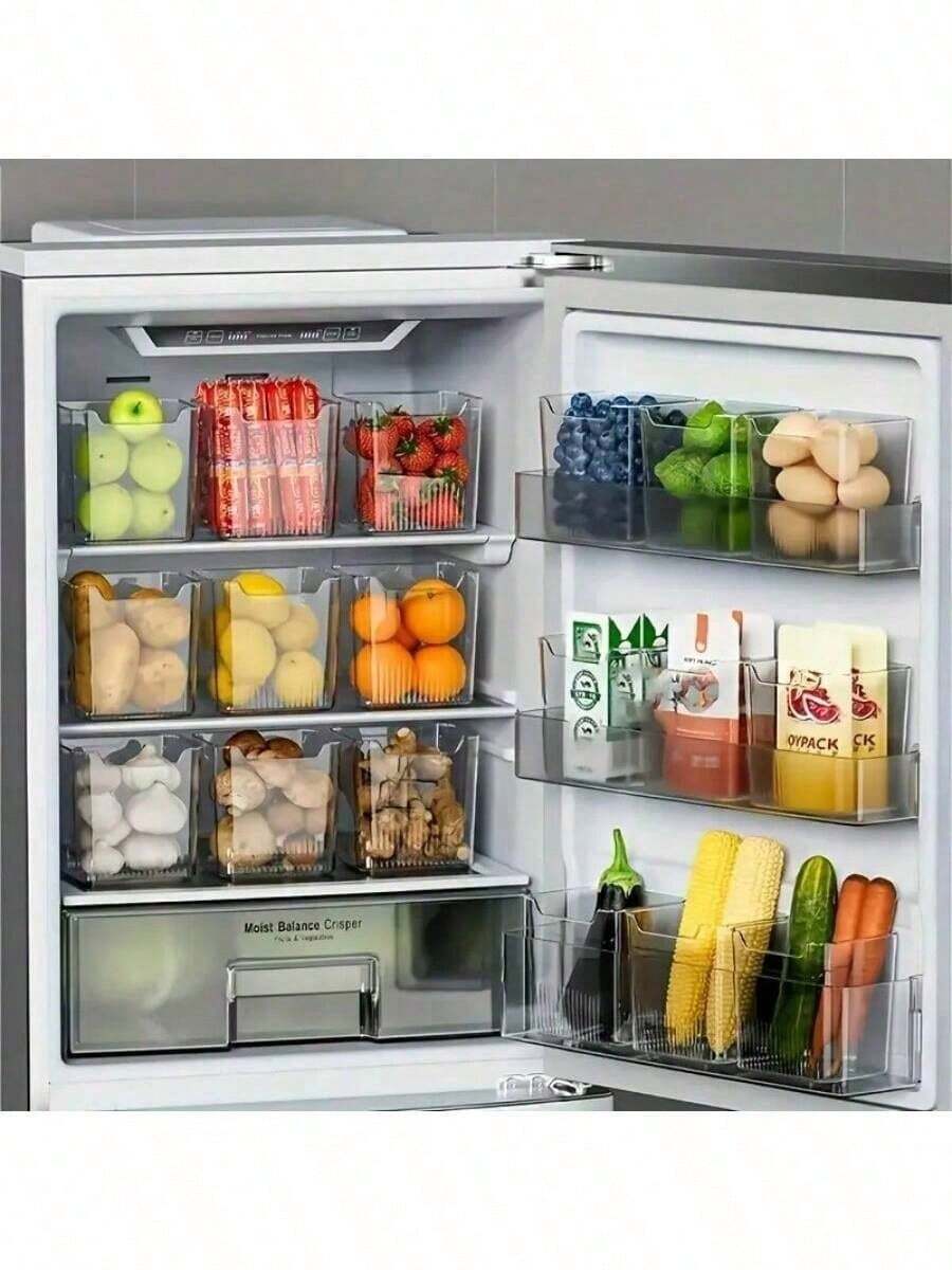Juego de 6 piezas de organizadores de refrigerador de plástico transparente