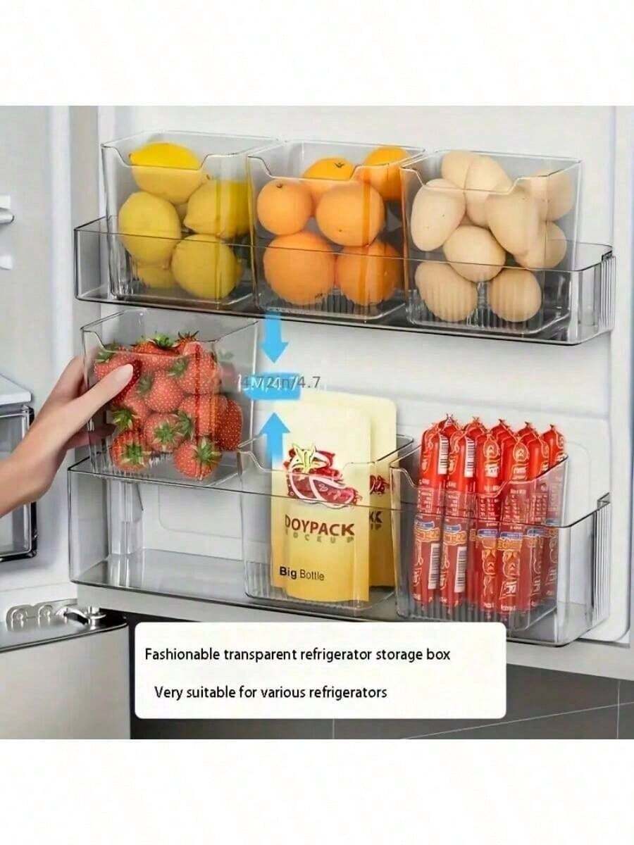 Juego de 6 piezas de organizadores de refrigerador de plástico transparente