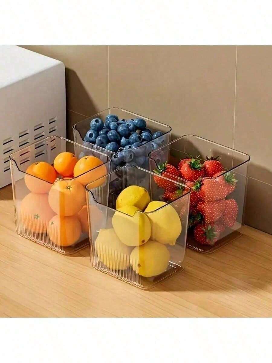 Juego de 6 piezas de organizadores de refrigerador de plástico transparente