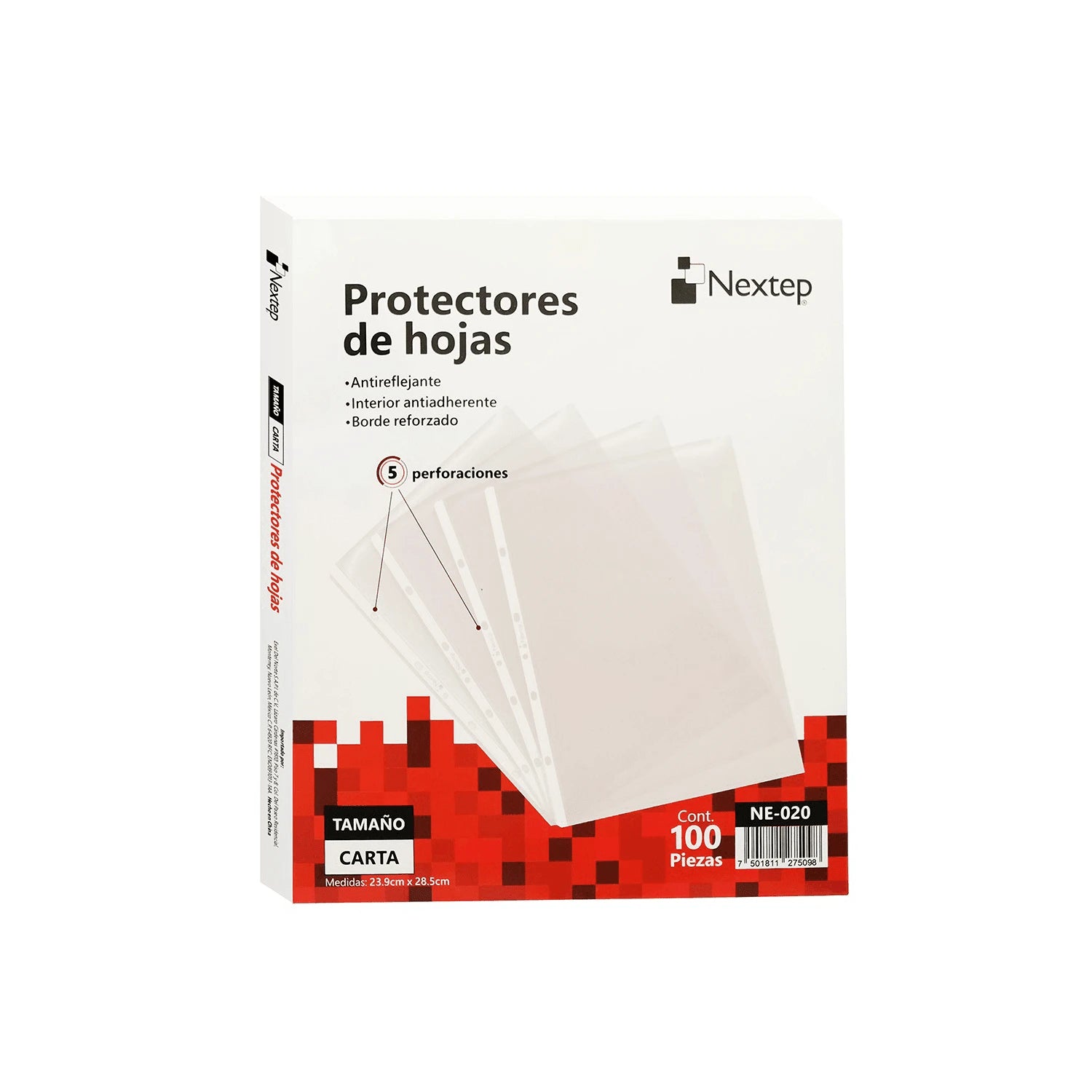 Protector de hojas transparente carta 100 piezas