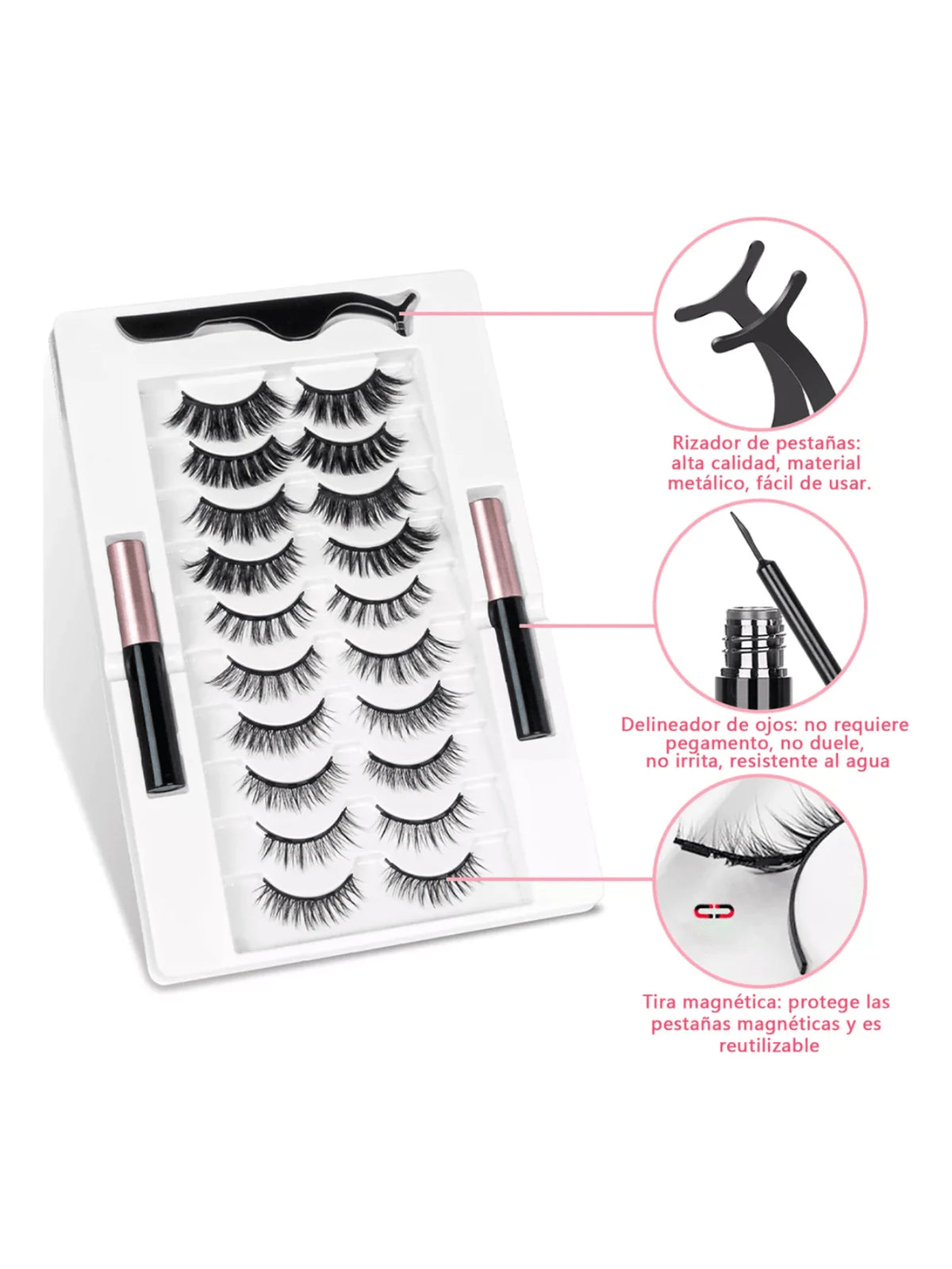 10 Pares de Pestañas Magneticas Reutilizables