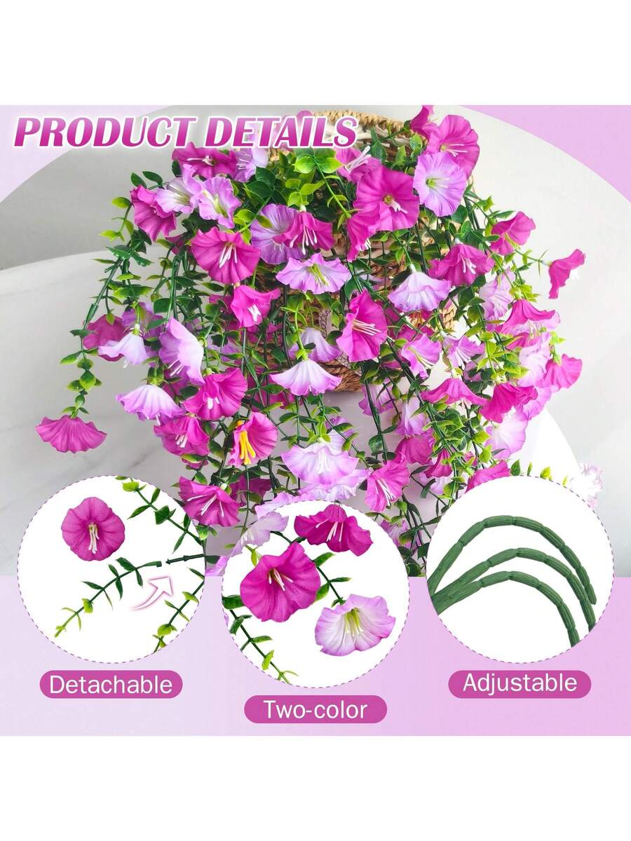 Flores artificiales colgantes de seda y hojas de eucalipto