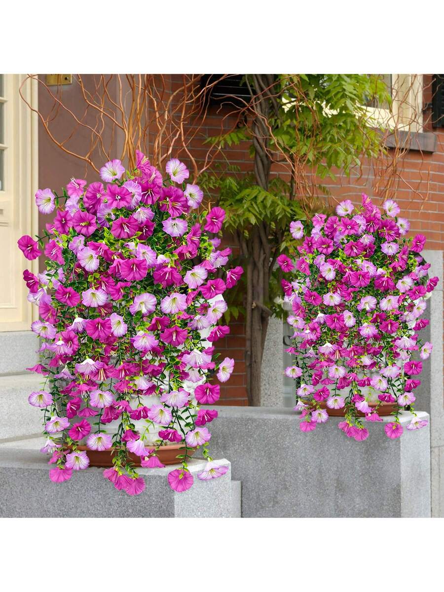 Flores artificiales colgantes de seda y hojas de eucalipto