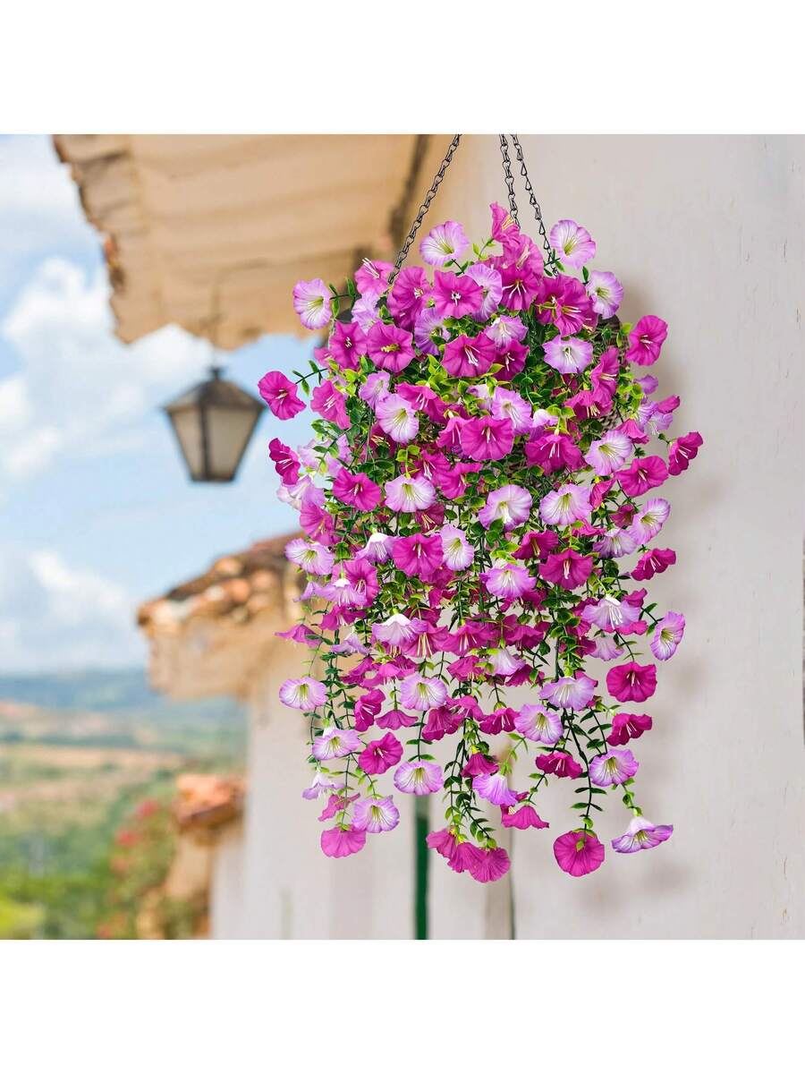 Flores artificiales colgantes de seda y hojas de eucalipto