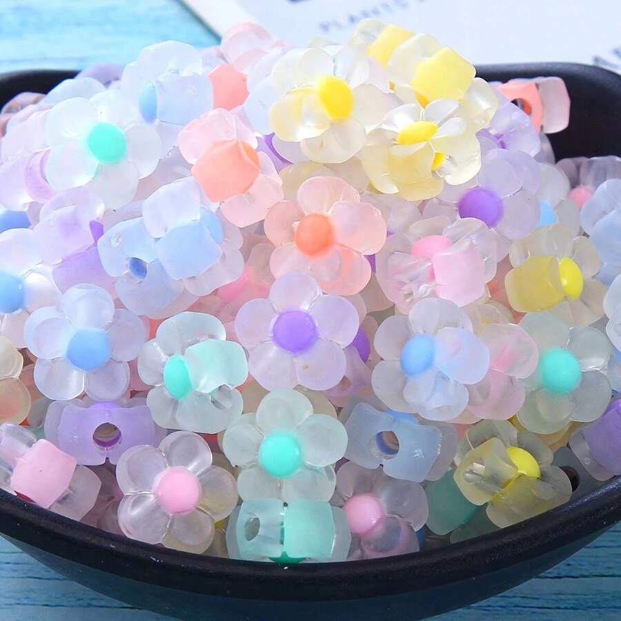 200/100 piezas Mezcla de cuentas de flores acrílicas