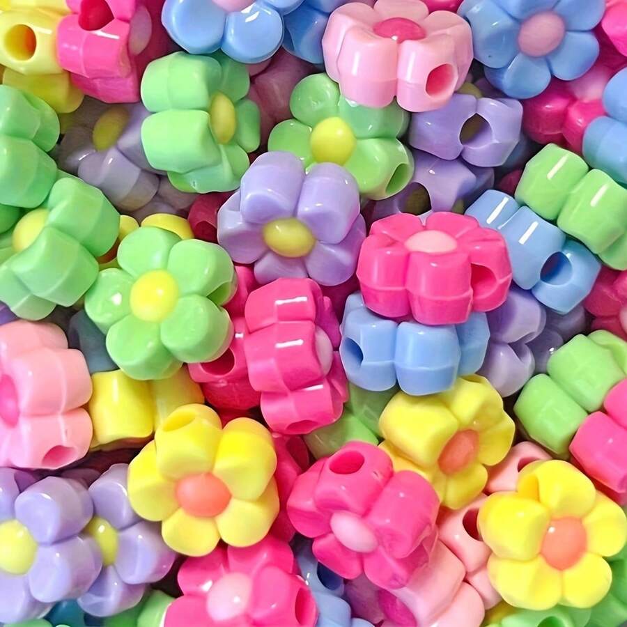 200/100 piezas Mezcla de cuentas de flores acrílicas