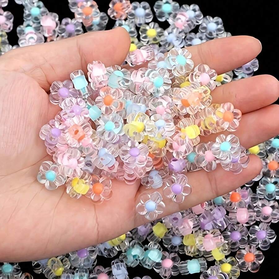 200/100 piezas Mezcla de cuentas de flores acrílicas