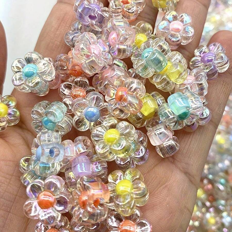 200/100 piezas Mezcla de cuentas de flores acrílicas