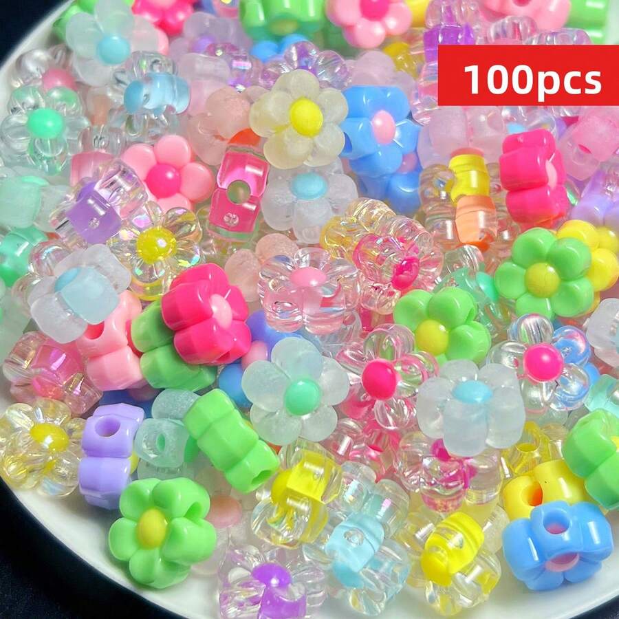 200/100 piezas Mezcla de cuentas de flores acrílicas