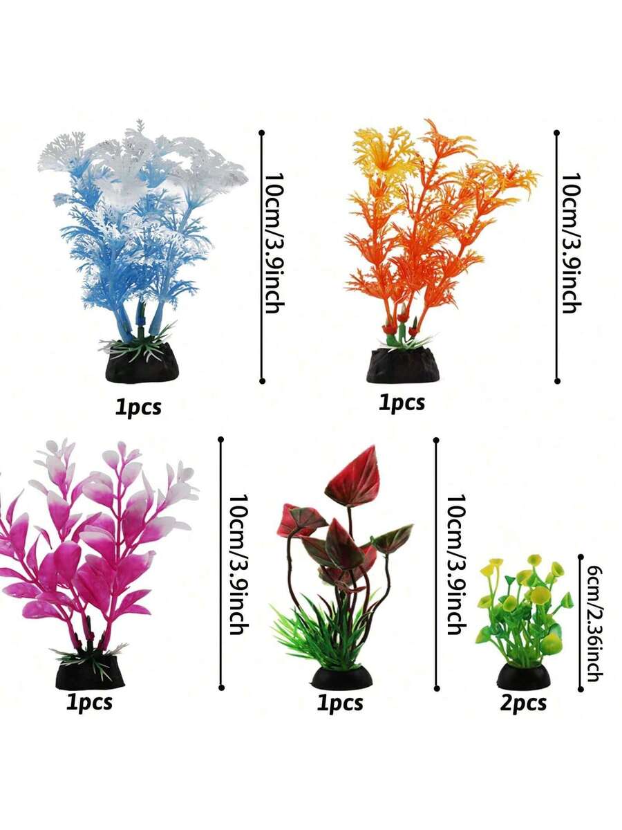 6 Piezas Decoraciones de plantas para acuario