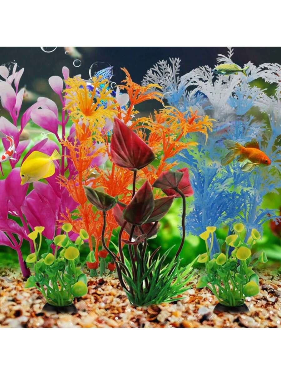 6 Piezas Decoraciones de plantas para acuario