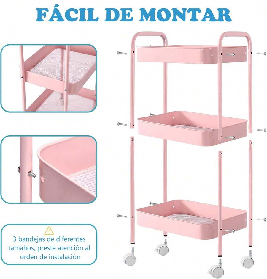 Carrito con ruedas de 3 niveles