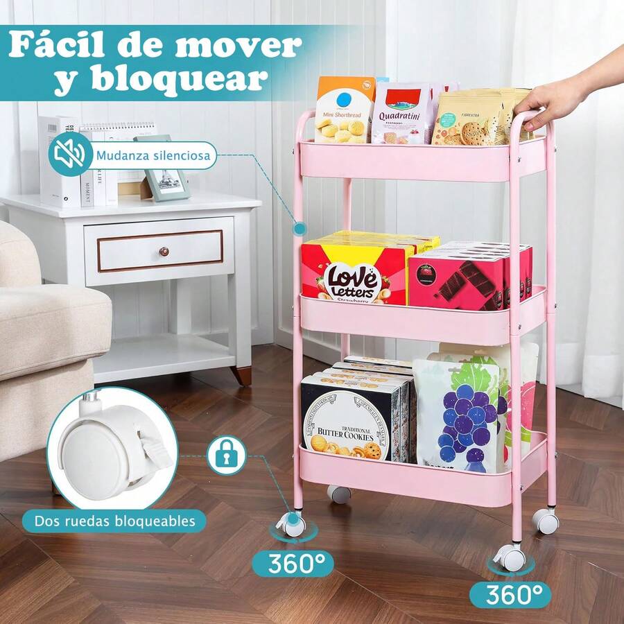 Carrito con ruedas de 3 niveles