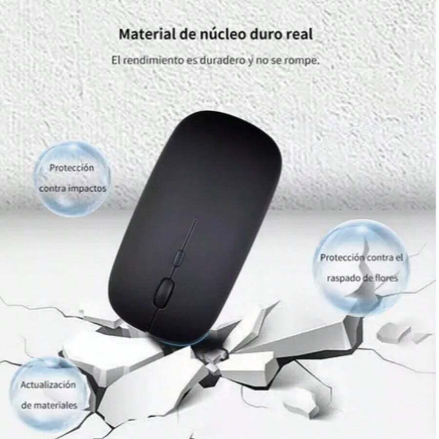 Mouse Inalámbrico Recargable 2.4g Con Bluetooth 7color Ratón Negro
