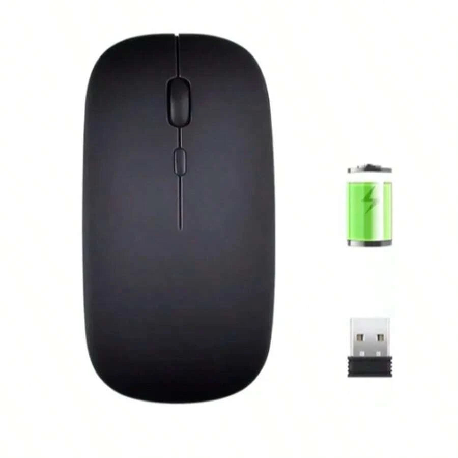 Mouse Inalámbrico Recargable 2.4g Con Bluetooth 7color Ratón Negro