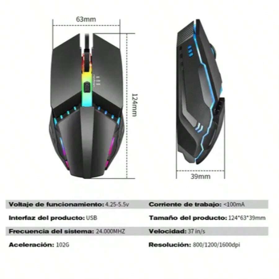 Mouse Gamer Alámbrico Usb Ergonómico Ratón Para Laptop Pc