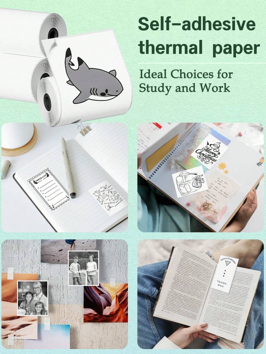 Papel térmico autoadhesivo transparente Phomemo