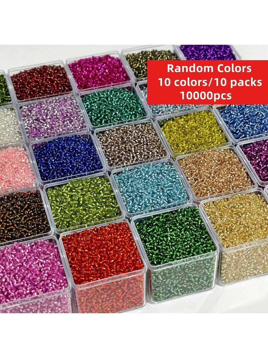 set de 10,000 cuentas de vidrio de 2mm rellenas de plata