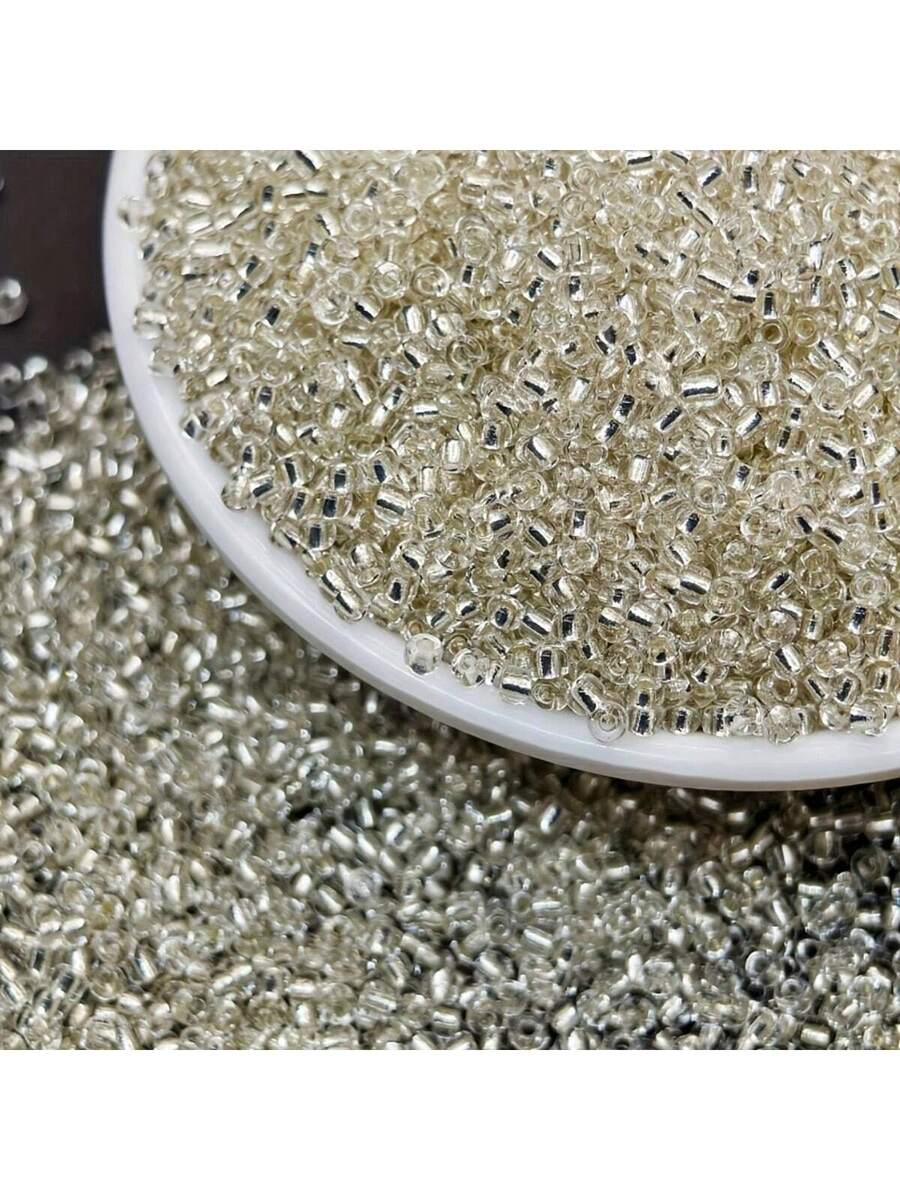 set de 10,000 cuentas de vidrio de 2mm rellenas de plata
