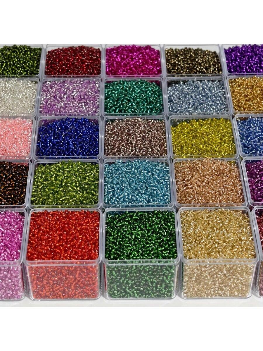 set de 10,000 cuentas de vidrio de 2mm rellenas de plata
