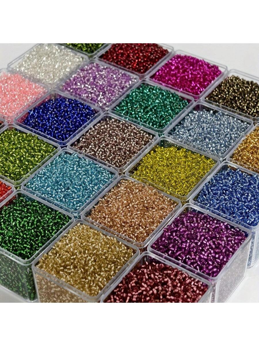 set de 10,000 cuentas de vidrio de 2mm rellenas de plata