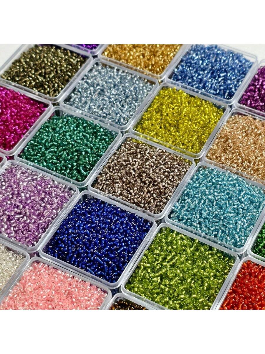 set de 10,000 cuentas de vidrio de 2mm rellenas de plata