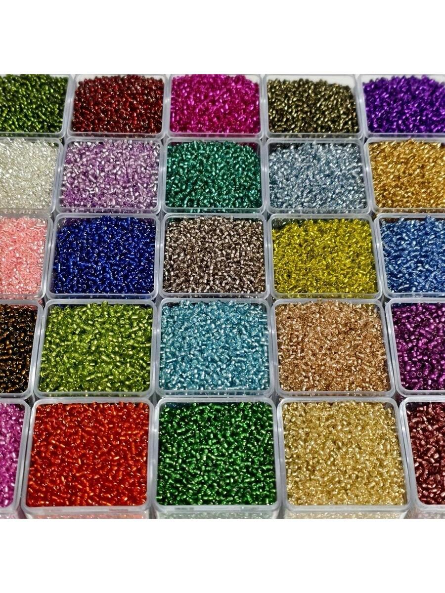 set de 10,000 cuentas de vidrio de 2mm rellenas de plata