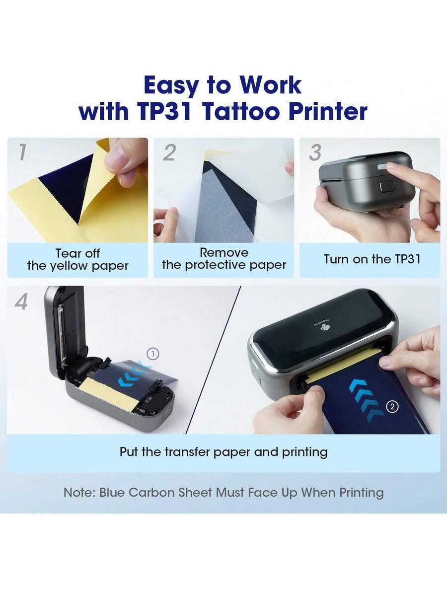 Papel de transferencia de tatuaje Phomemo, 100 hojas