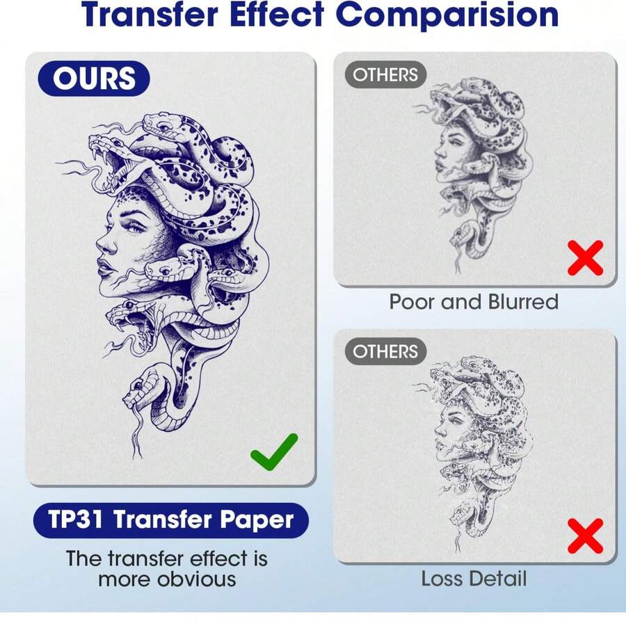 Papel de transferencia de tatuaje Phomemo, 100 hojas