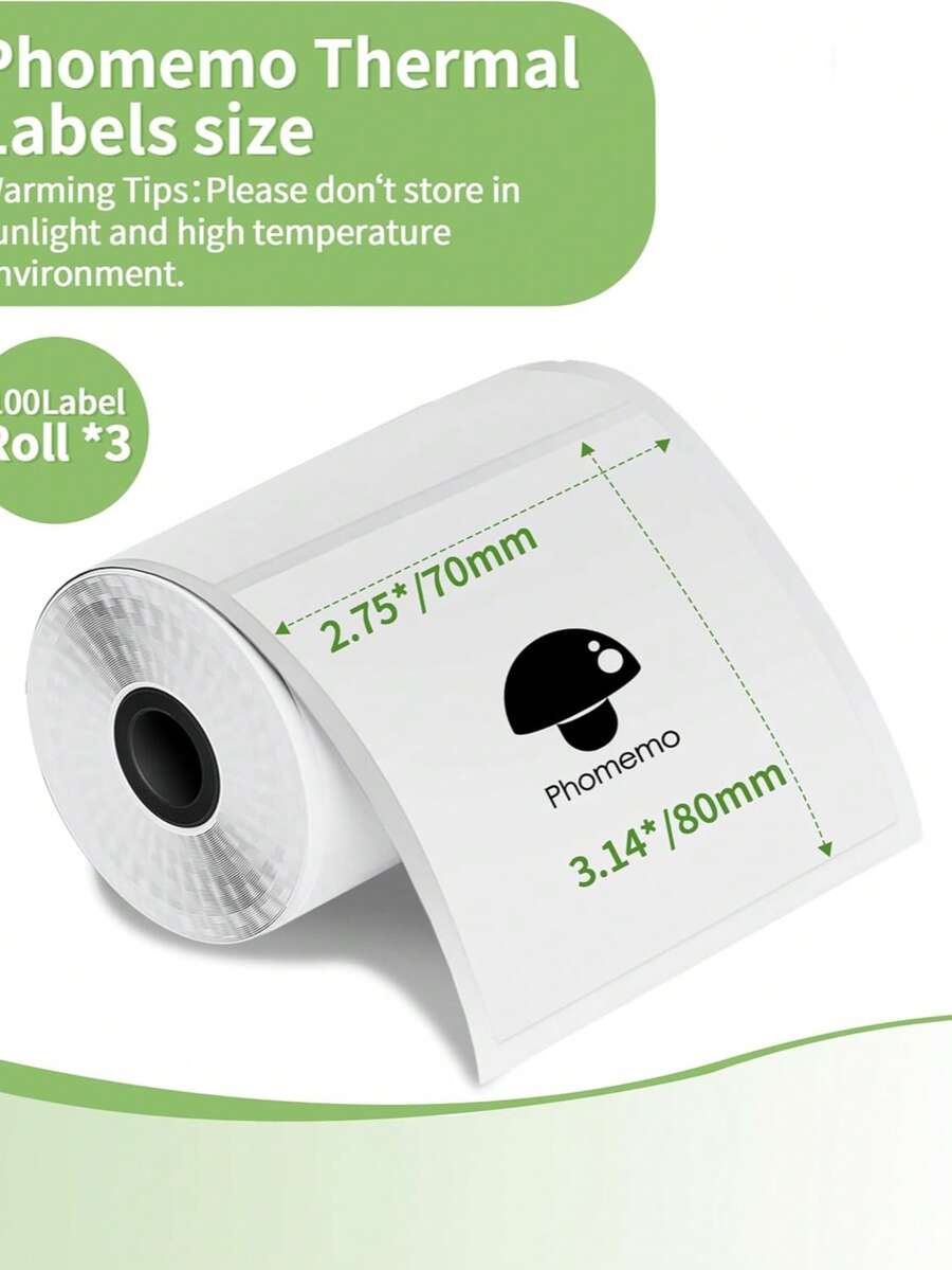 1 rollo de papel térmico de etiquetas Phomemo