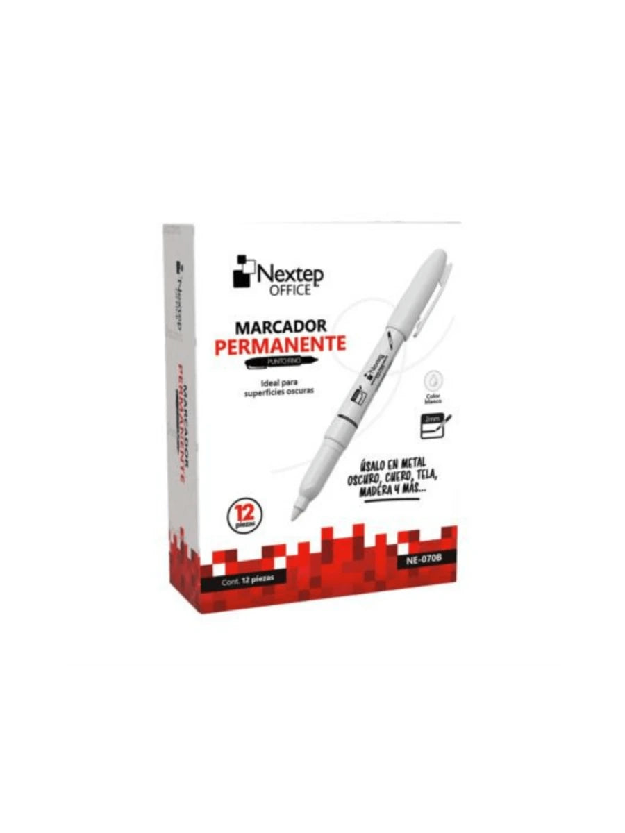 12 plumones blanco permanente