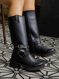 Botas casuales altas de tacón grueso y bajo