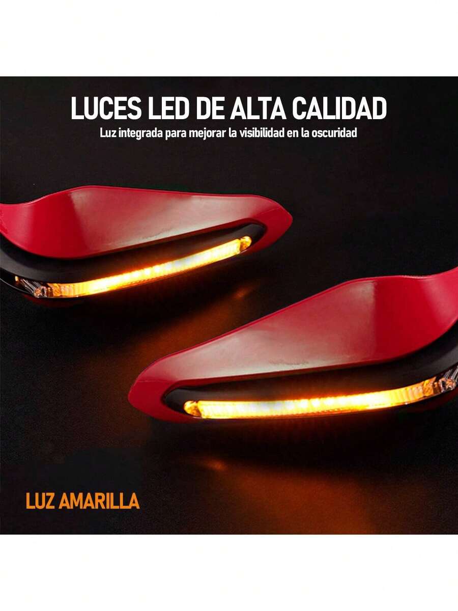 Cubre Puños Moto Luz AMARILLA Led Hand Guards Universal Sin Hueco