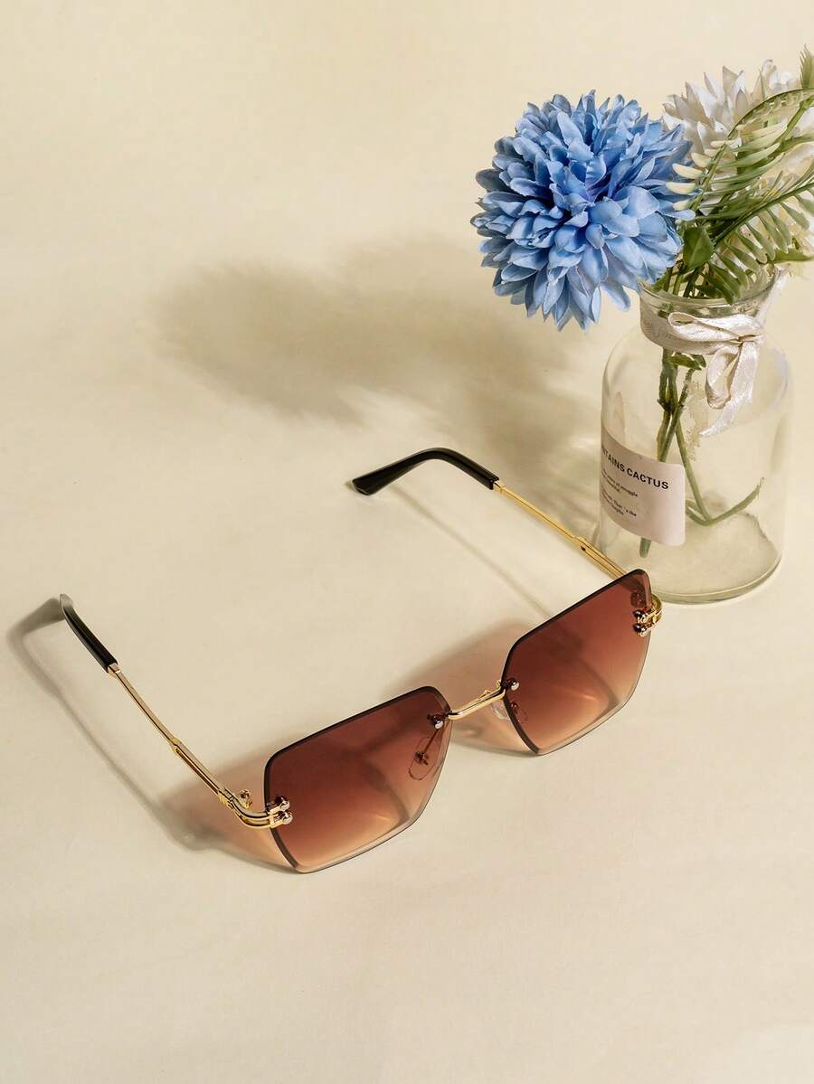 Gafas decorativas de moda con bordes fotogénicos y sin marco cuadrados