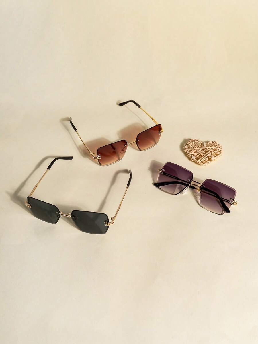 Gafas decorativas de moda con bordes fotogénicos y sin marco cuadrados